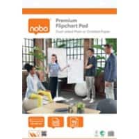 Nobo Premium Flipchart Pad 1915657 Dual-Sided Plain or Gridded Paper Perforated 60x85cm 90 gsm 50 Sheets