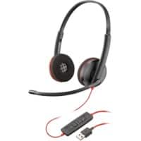 poly Blackwire 3320 Wired Stereo Headset Over the Head with Noise Cancelling and Microphone 3.5 mm Jack Black