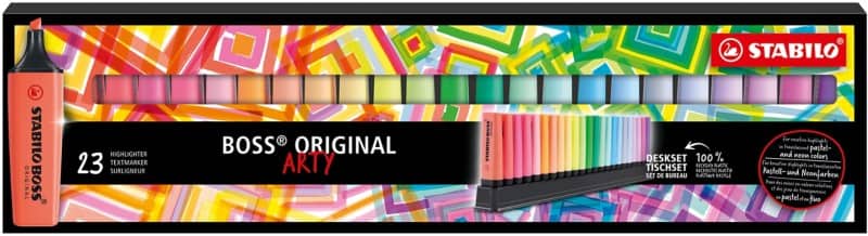 STABILO BOSS Highlighter, Assorted, Chisel, 23-Pac