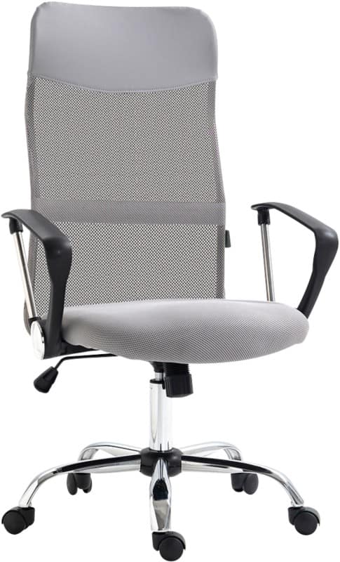 HOMCOM Office Chair Basic Tilt Fixed Armrest Grey 120 kg 921-394V70LG 650 x 630 x 1,190 mm
