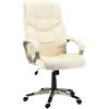 HOMCOM Office Chair Basic Tilt Fixed Armrest Height Adjustable Cream 120 kg 921-617V70CW 730 (W) x 680 (D) x 1,240 (H) mm