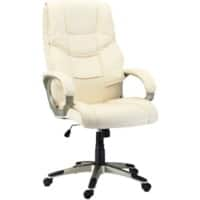 HOMCOM Office Chair Basic Tilt Fixed Armrest Height Adjustable Cream 120 kg 921-617V70CW 730 (W) x 680 (D) x 1,240 (H) mm