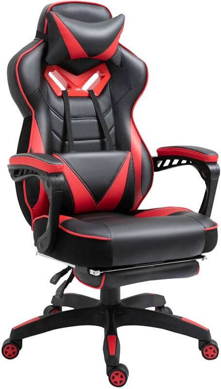 Vinsetto Gaming Chair Fixed Armrest PU (Polyurethane) Leather, PVC (Polyvinyl Chloride) Leather Red 921-237V71RD