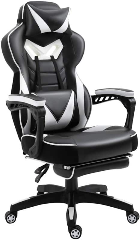 Vinsetto Gaming Chair Fixed Armrest PU (Polyurethane) Leather, PVC (Polyvinyl Chloride) Leather White 921-237V71WT