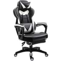 Vinsetto Gaming Chair Fixed Armrest PU (Polyurethane) Leather, PVC (Polyvinyl Chloride) Leather White 921-237V71WT