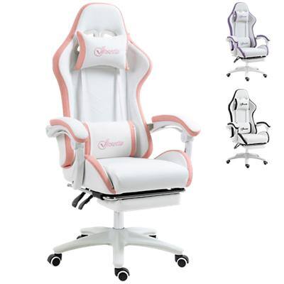 Vinsetto Gaming Chair 921-618V70WT Polyurethane Leather, Nylon, Sponge, Steel 500 mm Fixed Armrest