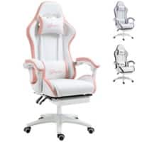 Vinsetto Gaming Chair Fixed Armrest PU (Polyurethane) Leather, Nylon, Sponge, Steel Pink 921-618V70WT