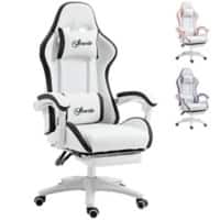 Vinsetto Gaming Chair 921-618V71WT Polyurethane Leather, Nylon, Sponge, Steel 500 mm Fixed Armrest