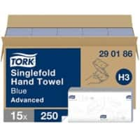 Tork Singlefold Hand Towel H3 Blue Advanced 290186 Pack of 15 of 250 Sheets