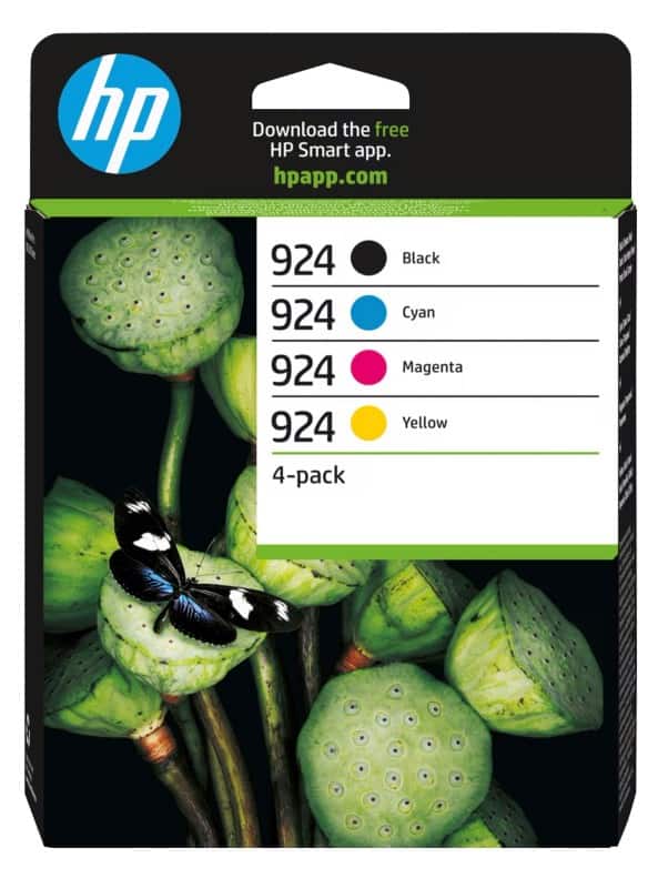 HP 924 Original Ink Cartridge 6C3Z1NE Black, Cyan, Magenta, Yellow Pack of 4 Multipack