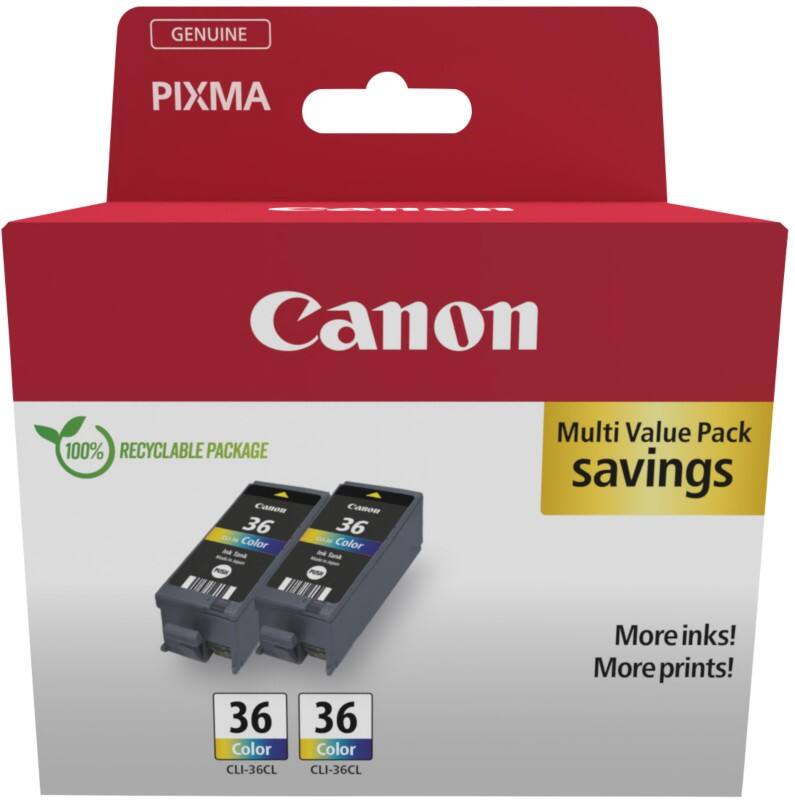 Canon 36 Original Ink Cartridge Cyan, Magenta, Yellow Pack of 2