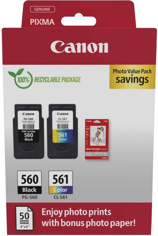 Canon 560, 561 Original Ink Cartridge Black, Cyan, Magenta, Yellow Pack of 2