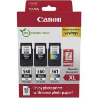 Canon 560, 561 Original Ink Cartridge Black, Cyan, Magenta, Yellow Multipack of 3