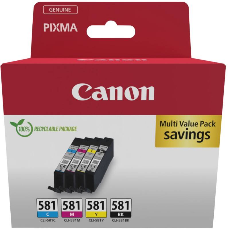 Canon 581 Original Ink Cartridge Black, Cyan, Magenta, Yellow Multipack Pack of 4