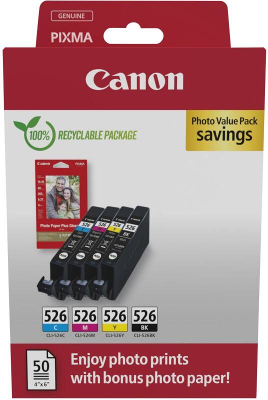 Canon 526 Original Ink Cartridge Black, Cyan, Magenta, Yellow Multipack of 4