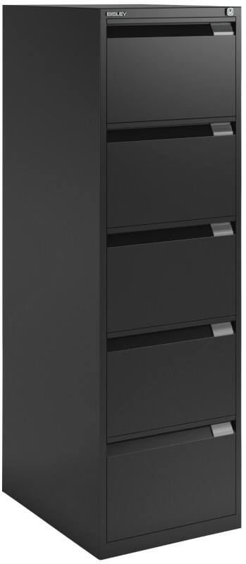 Bisley BS Steel Filing Cabinet Lockable 470 x 622 x 1,511 mm Black