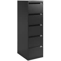 Bisley Steel Filing Cabinet with 5 Drawers Lockable 470 x 622 x 1,511 mm Black
