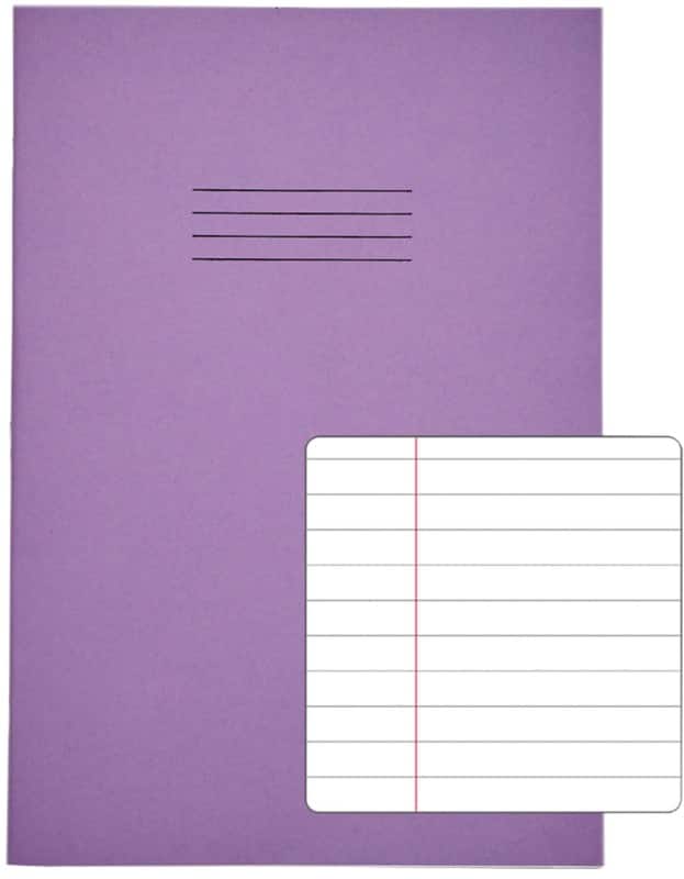 Rhino Exercise Book A4 Ruled Stapled Side Bound Manila Purple Not perforated  80 Pages Pack of 50