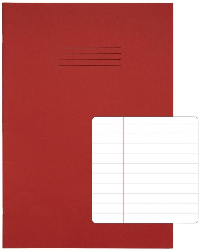 Rhino Exercise Book A4+ Ruled Stapled Side Bound Manila Red Not perforated  80 Pages Pack of 50
