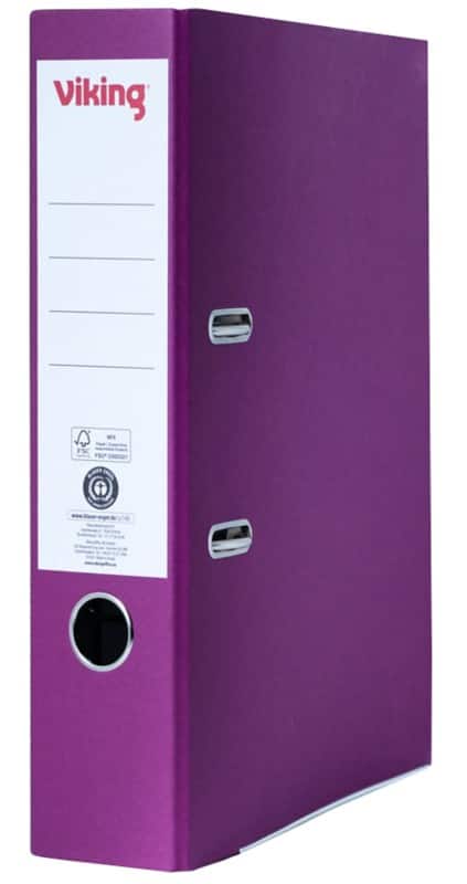 Viking Wide Lever Arch File A4 75 mm Violet 2 Rings Cardboard Matt Portrait