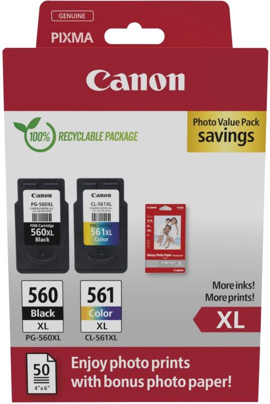 Canon CL-561XL Ink Cartridge 3712C008 Black, Cyan, Magenta, Yellow Pack of 2 Photo Value
