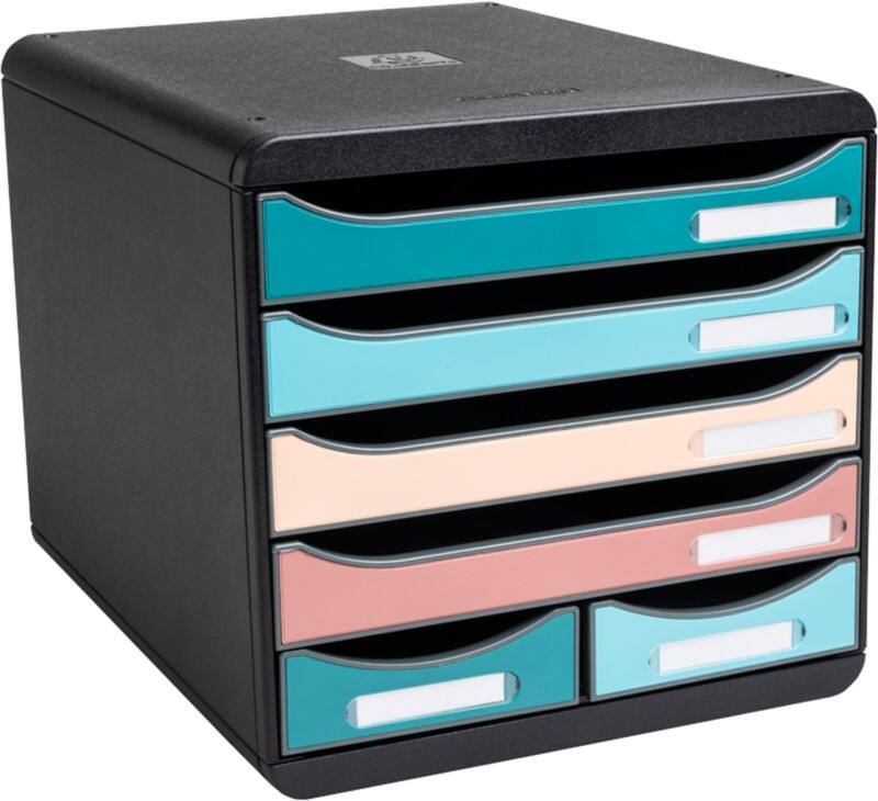 Exacompta Skandi Desktop Drawers PS (Polystyrene) Assorted, Black 6 Drawers 27.8 x 34.7 x 27.1 cm A4 Maxi