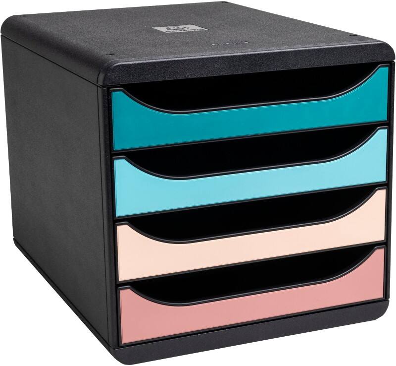 Exacompta Skandi Desktop Drawers PS (Polystyrene) Assorted, Black 4 Drawers 27.8 x 34.7 x 26.7 cm A4 Maxi