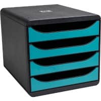 Exacompta Skandi Desktop Drawers PS (Polystyrene) Black, Pacific Blue 4 Drawers 27.8 x 34.7 x 26.7 cm