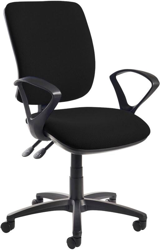Dams International Senza Operator Chair Fixed Armrest Black 670 x 650 x 1,100 mm