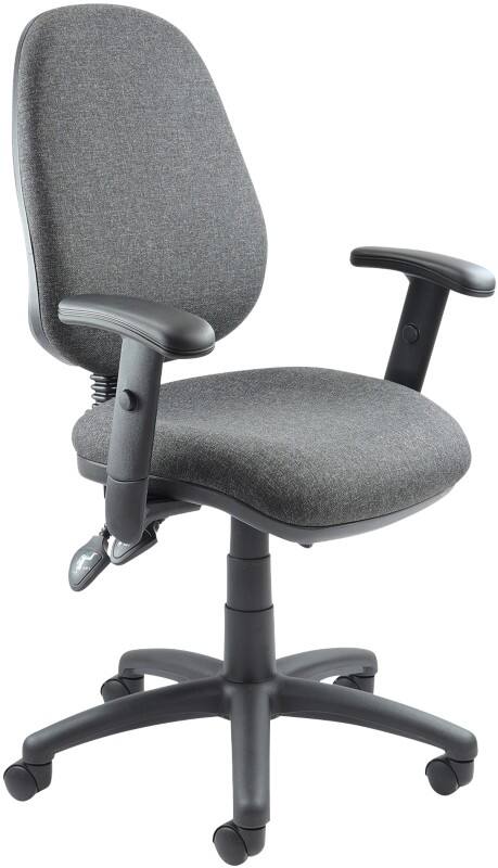 Dams International Vantage Operator Chair Height-Adjustable Armrest Charcoal 480 x 605 x 1,005 mm