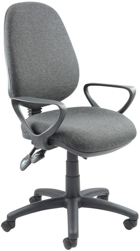 Dams International Vantage Operator Chair Fixed Armrest Charcoal 480 x 605 x 1,005 mm