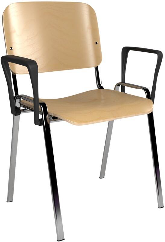 Dams International Taurus Meeting Chair Fixed Armrest Beech 640 x 540 x 810 mm