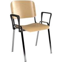 Dams International Taurus Meeting Chair Fixed Armrest Beech 640 x 540 x 810 mm
