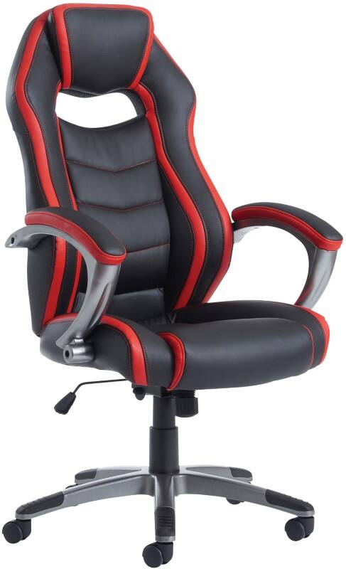 Dams International Jensen Executive Chair Fixed Armrest Black/Red 680 x 720 x 1,255 mm