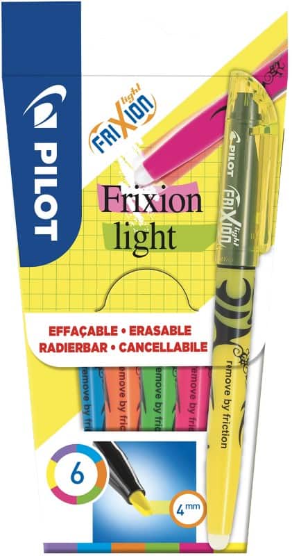 Pilot FriXion Light Highlighter Assorted Medium Chisel 3.3 mm Pack of 6
