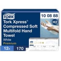 Tork Xpress - Premium  Hand Towel H2 M-fold White 2 Ply 100888 12 Packs of 170 Sheets