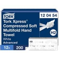 Tork H2 Hand Towel White 120454 Pack of 12 of 200 Sheets