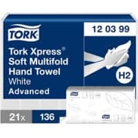 Tork Xpress - Advanced  Hand Towel M-fold White 2 Ply 120399 21 Packs of 136 Sheets