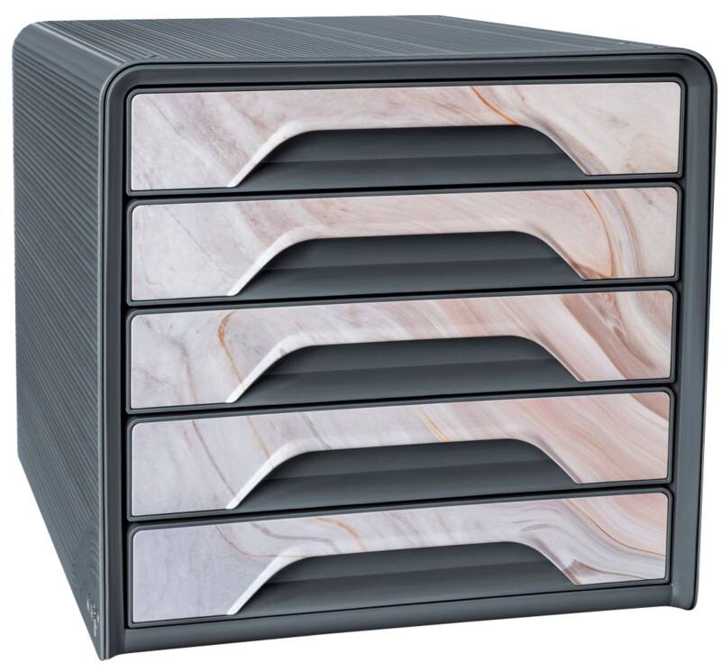 CEP Mineral Drawer Unit Plastic Grey, Pink 5 Drawers 28.8 cm x 27 cm A4