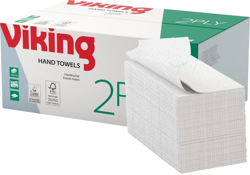 Viking V-fold 2 Ply Recycled Hand Towel, 15x250