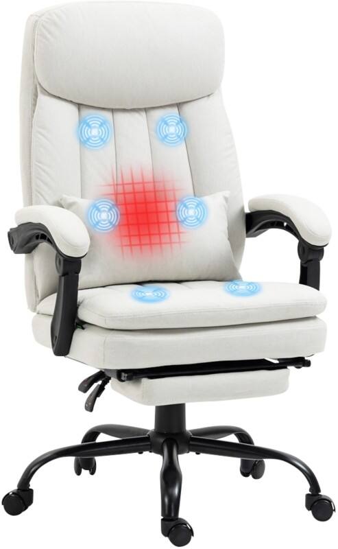 Vinsetto Massage Chair Basic Tilt Fixed Armrest Cream 120000 g 921-675V70CW 660 x 670 x 1,180 mm