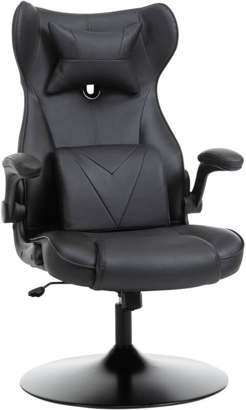Vinsetto Gaming Chair Fixed Armrest Faux Leather, Metal Black 921-353V71BK