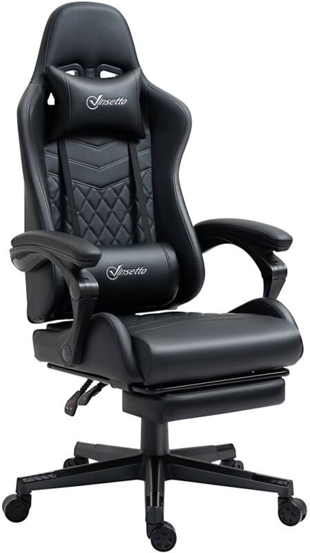 Vinsetto Racing Chair Fixed Armrest Faux Leather Black 921-465V71