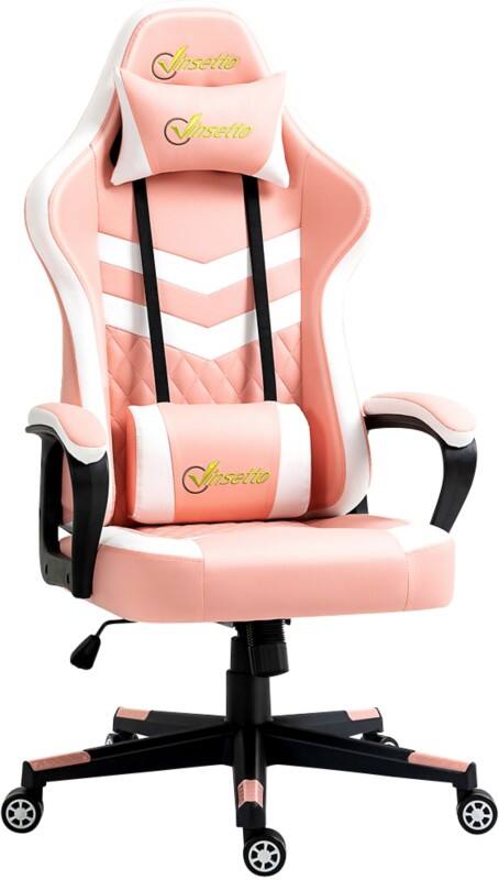 Vinsetto Office Chair Fixed Armrest Faux Leather Pink 921-199V71PK