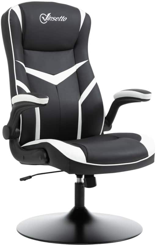Vinsetto Gaming Chair Fixed Armrest PVC (Polyvinyl Chloride), Sponge, Steel Black, White 921-352V71BK