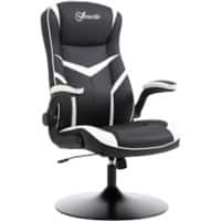 Vinsetto Gaming Chair Fixed Armrest PVC (Polyvinyl Chloride), Sponge, Steel Black, White 921-352V71BK
