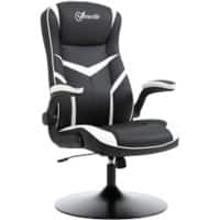 Vinsetto Gaming Chair Fixed PVC (Polyvinyl Chloride), Sponge, Steel Black, White 921-352V71BK