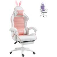 Vinsetto Gaming Chair Fixed Nylon, PU (Polyurethane) Leather, Sponge, Steel Pink 921-621V70PK