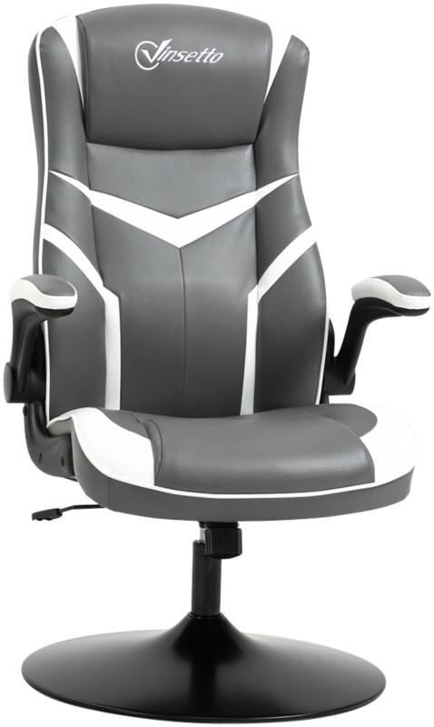 Vinsetto Gaming Chair Fixed Armrest PVC (Polyvinyl Chloride), Sponge, Steel Grey 921-352V71LG