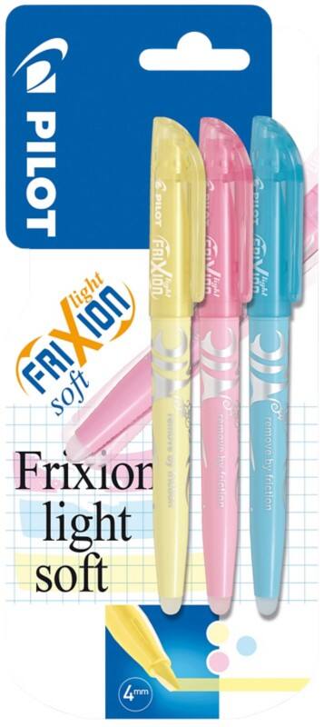Pilot FriXion Light Soft Highlighter Pink, Blue, Yellow Medium Chisel  - 3.8 mm Non Refillable 3 Pieces